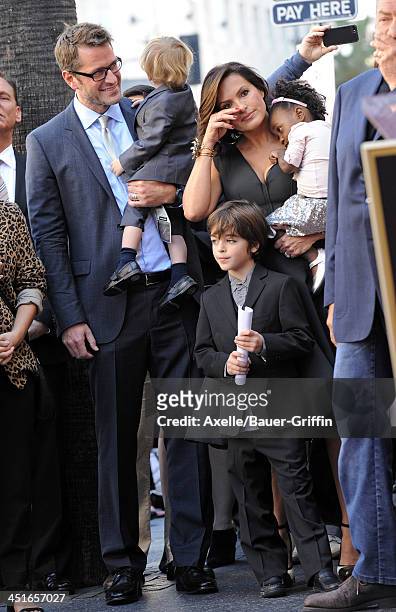 Peter Hermann, wife Mariska Hargitay, daughter Amaya, sons Andrew and August attend the ceremony honoring Mariska Hargitay with a Star on The...