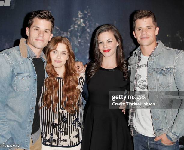Max Carver, Holland Roden, Haley Webb and Charlie Carver attends the MTV's 'Teen Wolf' fan appreciation event at Burbank Airport Marriott on November...