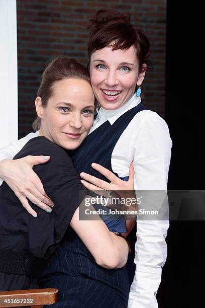 Jeanette Hain and Meret Becker attend the 'Luegen und andere Wahrheiten' premiere as part of Filmfest Muenchen 2014 at Carl-Orff-Saal on July 3, 2014...