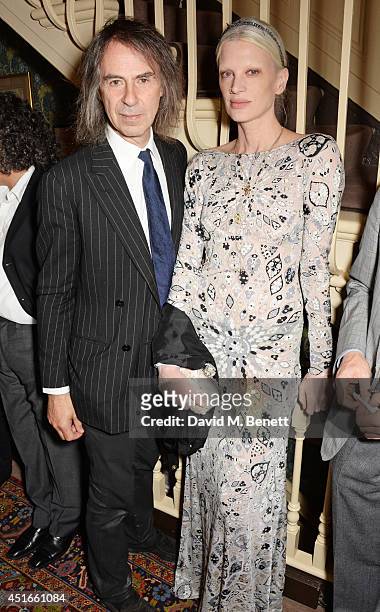 Ivor Braka and Kristen McMenamy attend Tracey Emin's birthday party at Mark's Club on July 3, 2014 in London, England.