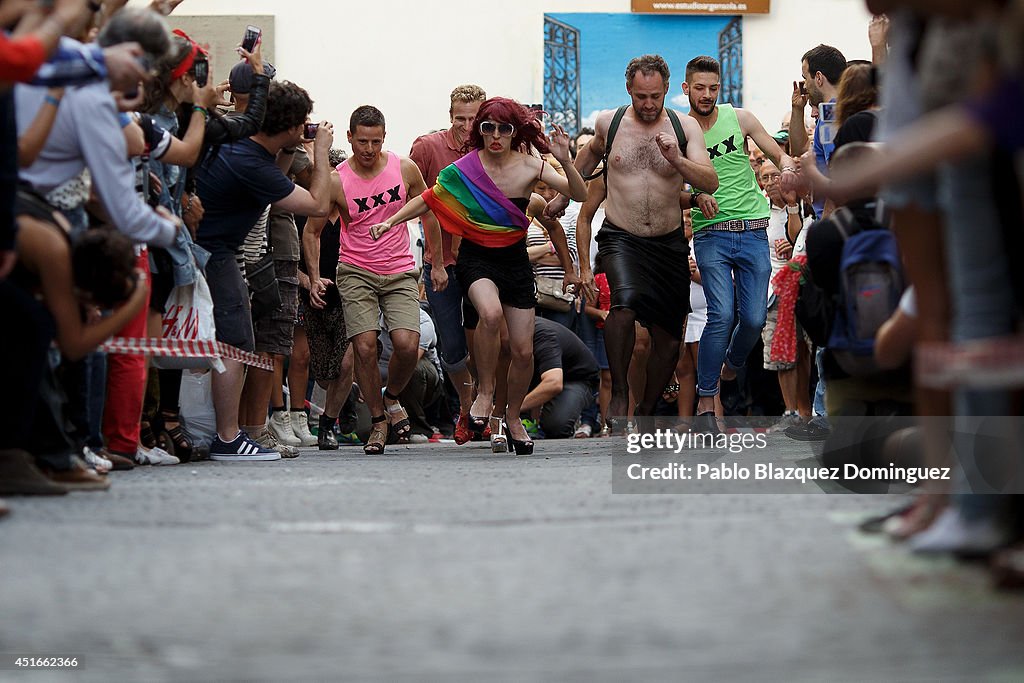 Men's High Heels Race During The Madrid Gay Pride Festival