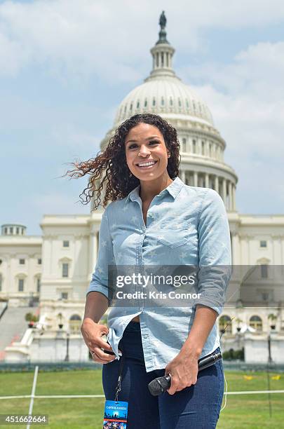 Jordin Sparks performs during PBS's "2014 A Capitol Fourth" concert rehearsal at the U.S. Capitol West Lawn on July 3, 2014 in Washington, DC.