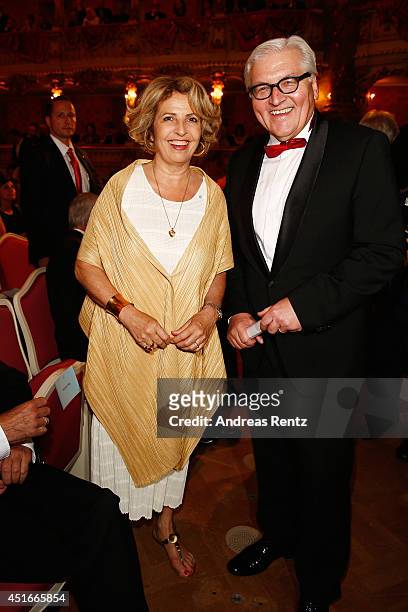 Michaela May and German Foreign Minister Frank Walter Steinmeier attend the Bernhard Wicki Award at Cuvilles Theatre on July 3, 2014 in Munich,...