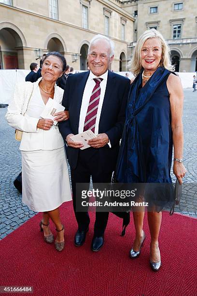 Helma Huber with husband Erwin Huber and Jutta Speidel attend the Bernhard Wicki Award at Cuvilles Theatre on July 3, 2014 in Munich, Germany.