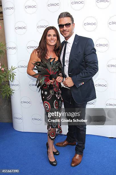 Hardy Krueger jr. And his wife Katrin attend the CIROC VODKA Masquerade Night at Heart on July 3, 2014 in Munich, Germany.