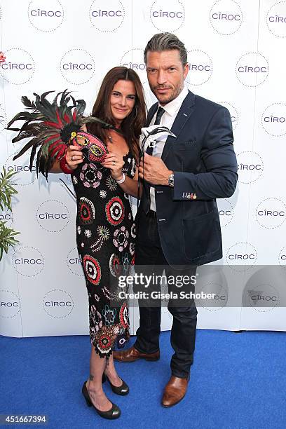 Hardy Krueger jr. And his wife Katrin attend the CIROC VODKA Masquerade Night at Heart on July 3, 2014 in Munich, Germany.