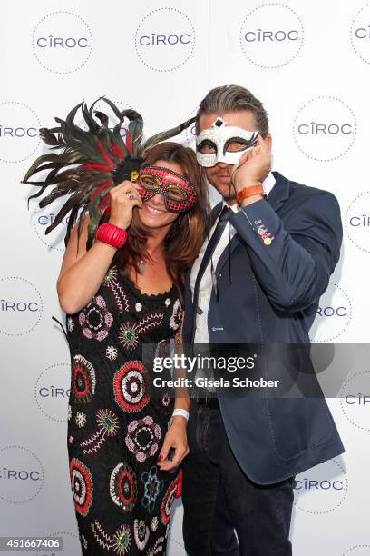 Hardy Krueger jr. And his wife Katrin attend the CIROC VODKA Masquerade Night at Heart on July 3, 2014 in Munich, Germany.