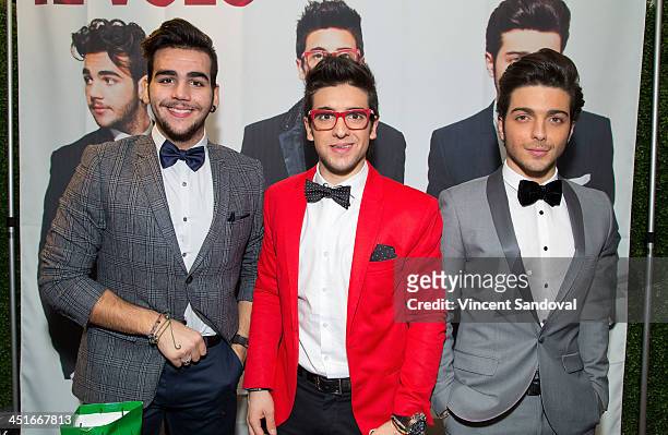 Ignazio Boschetto, Piero Barone and Gianluca Ginoble of Il Volo attend the HGTV Holiday House Kick-Off at Santa Monica Place with performance by Il...