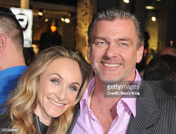 Actor Ray Stevenson and his wife Elisabetta Caraccia arrive at the Los Angeles Premiere 'Thor: The Dark World' on November 4, 2013 at the El Capitan...