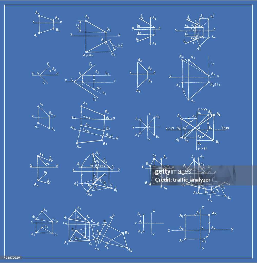 Blueprint Using Geometry Blueprint Of Perspective Geometry Sketches High-Res Vector Graphic ...