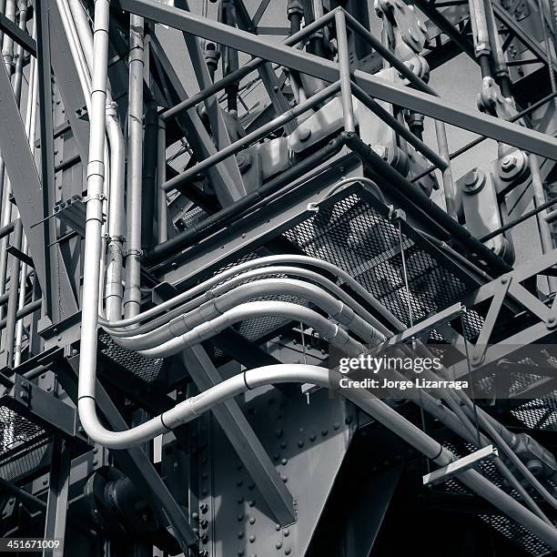 Detail of complex industrial machinery, structure, and pipes on Portland's Hawthorne Bridge. Portland, Oregon Camera: Canon EOS XSi / 450D Lens:...