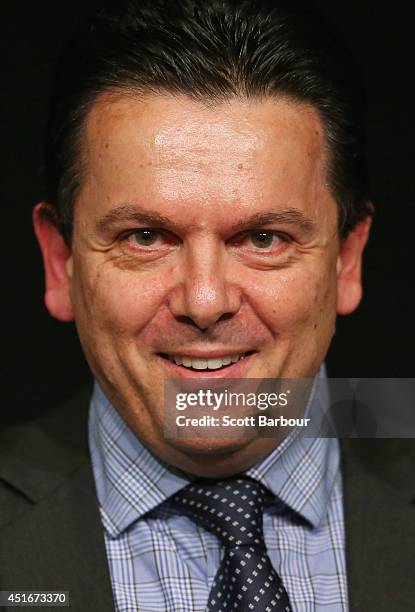 Nick Xenophon, independent Senator for South Australia speaks during the 2014 Economic and Social Outlook Conference on July 4, 2014 in Melbourne,...