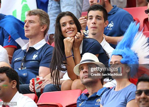 Ludivine, the wife of France's Bacary Sagna during the 2014 FIFA World Cup Brazil Round of 16 match between France and Nigeria at the Estadio...