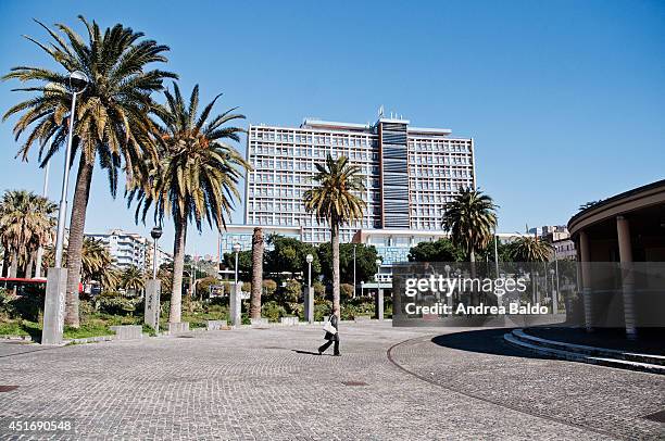 View of Piazzale Tecchio in Napoli, Italy. On the background the building of Engineering School.