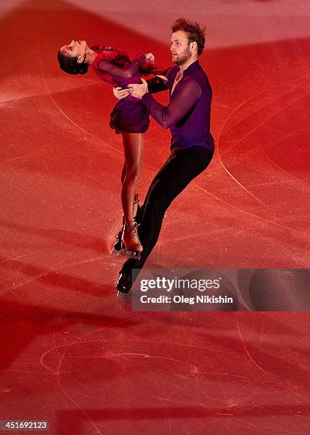 Vera Bazarova and Yuri Larionov of Russia during the Gala Exhibition during ISU Rostelecom Cup of Figure Skating 2013 on November 24, 2013 in Moscow,...