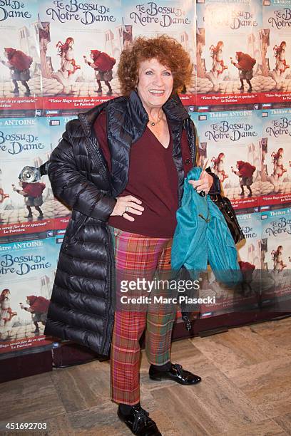 Actress Andrea Ferreol attends the 'Le Bossu de Notre Dame' performance at Theatre Antoine on November 24, 2013 in Paris, France.