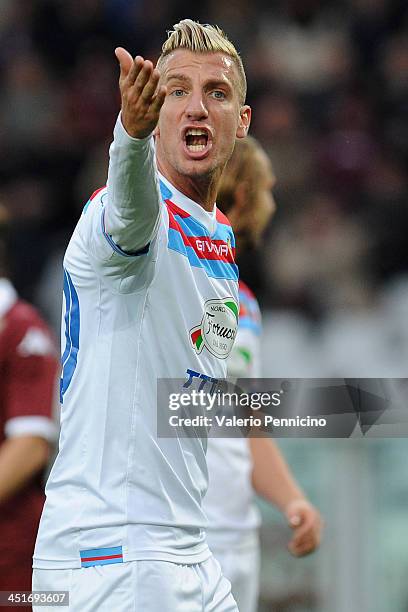 Maxi Lopez of Calcio Catania reacts during the Serie A match between Torino FC and Calcio Catania at Stadio Olimpico di Torino on November 24, 2013...