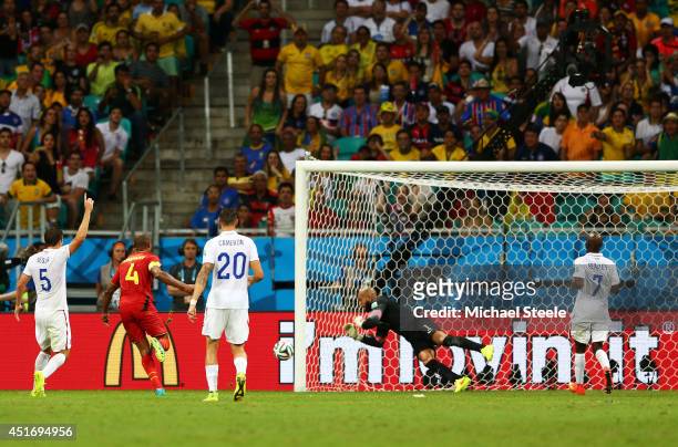 Tim Howard of the United States defends against Belgium during the 2014 FIFA World Cup Brazil Round of 16 match between Belgium and the United States...