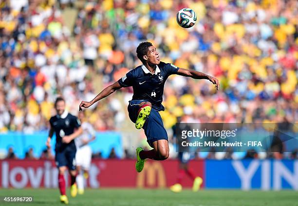 Raphael Varane of France in action during the 2014 FIFA World Cup Brazil Quarter Final match between France and Germany at Maracana on July 4, 2014...