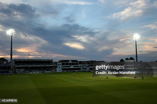 General view of play during the Natwest T20 Blast match between Kent Spitfires and Hampshire at St. Lawrence Ground on July 4, 2014 in Canterbury,...