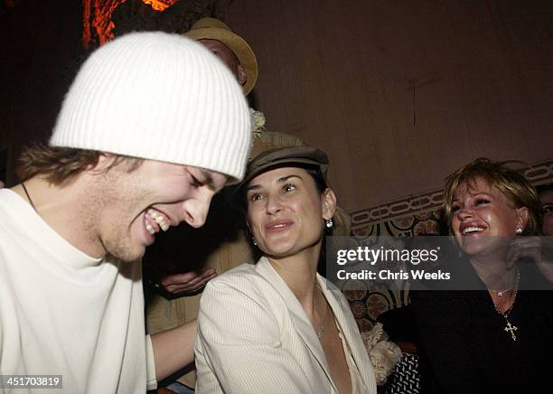 Ashton Kutcher, Demi Moore and Melanie Griffith during The Spider Club at the Avalon Hollywood Hosts Bruce Willis' 49th Birthday Party at The Spider...