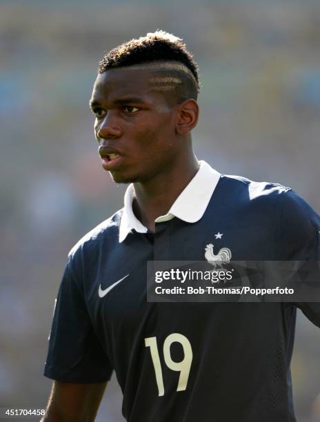 Paul Pogba in action for France during the 2014 FIFA World Cup Brazil Quarter Final match between France and Germany at Maracana on July 4, 2014 in...