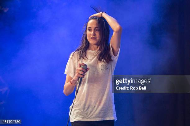 Theresa Wayman from Warpaint performs at the Roskilde Festival 2014 on July 4, 2014 in Roskilde, Denmark.