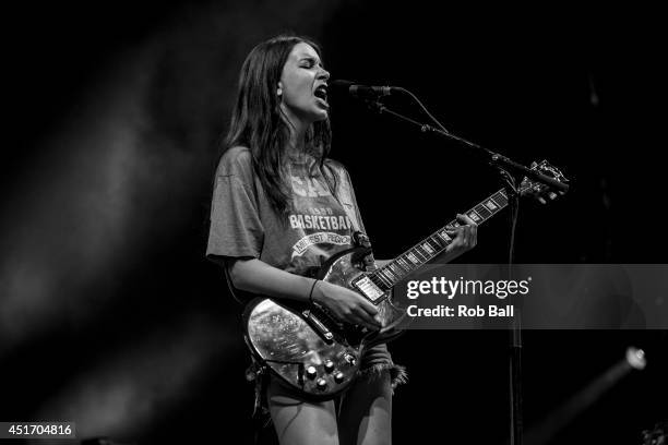 Alana Haim from Haim performs at the Roskilde Festival 2014 on July 4, 2014 in Roskilde, Denmark.