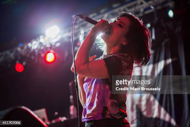 Nic Endo of Atari Teenage Riot performs on stage at Sonisphere at Knebworth Park on July 4, 2014 in Knebworth, United Kingdom.