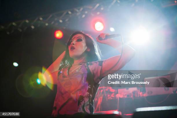 Nic Endo of Atari Teenage Riot performs on stage at Sonisphere at Knebworth Park on July 4, 2014 in Knebworth, United Kingdom.