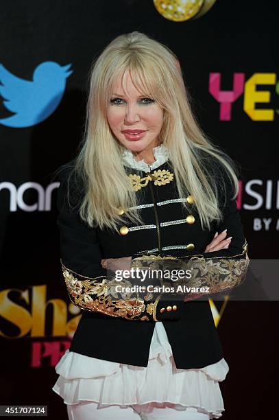 Italian singer Spagna attends the Shangay Pride concert at the Vicente Calderon stadium on July 4, 2014 in Madrid, Spain.