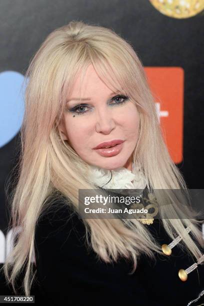 Italian singer Spagna attends the Shangay Pride Madrid Photocall 2014 at Vicente Calderon Stadium on July 4, 2014 in Madrid, Spain.