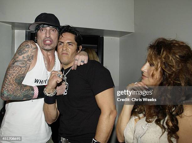 Tommy Lee, Michael Ball and Andrea Bernholtz during Cadillac Presents the Rock & Republic Fashion Concert at the Avalon - Backstage, Show and...