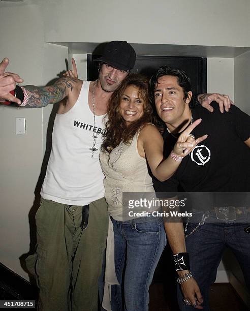 Tommy Lee, Michael Ball and Andrea Bernholtz during Cadillac Presents the Rock & Republic Fashion Concert at the Avalon - Backstage, Show and...