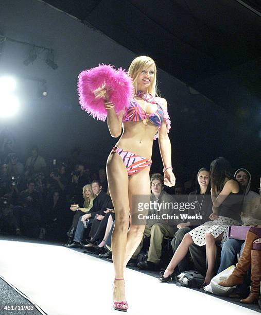 Nikki Ziering with hair by Prive arts during Smashbox LA Fashion Week Spring 2004 - Susan Holmes Front Row and Show at Smashbox in Culver City,...