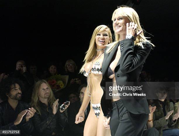 Susan Holmes and Nikki Ziering during Smashbox LA Fashion Week Spring 2004 - Susan Holmes Front Row and Show at Smashbox in Culver City, California,...