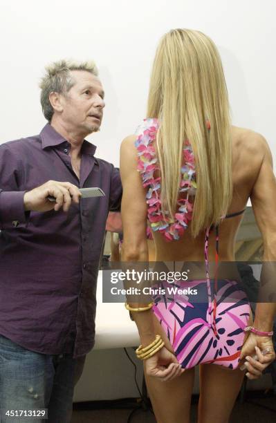 Laurent D. Of Prive arts and Nikki Ziering during Smashbox LA Fashion Week Spring 2004 - Susan Holmes Backstage at Smashbox in Culver City,...