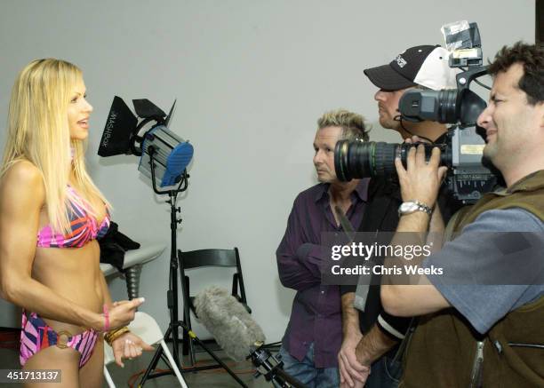 Laurent D. Of Prive arts and Nikki Ziering during Smashbox LA Fashion Week Spring 2004 - Susan Holmes Backstage at Smashbox in Culver City,...