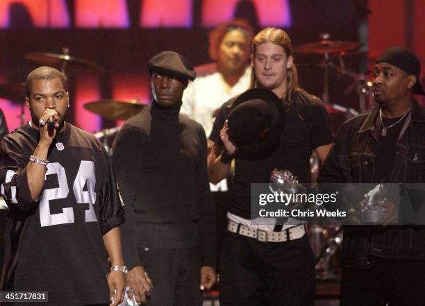 Chuck D of Public Enemy & Kid Rock during VH1 Big in 2002 Awards - Show at Grand Olympic Auditorium in Los Angeles, California, United States.