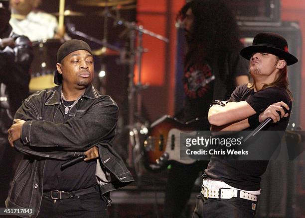 Chuck D of Public Enemy & Kid Rock during VH1 Big in 2002 Awards - Show at Grand Olympic Auditorium in Los Angeles, California, United States.