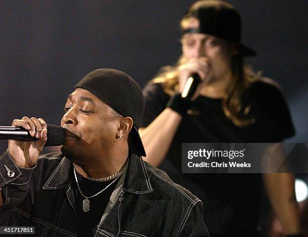 Chuck D of Public Enemy & Kid Rock during VH1 Big in 2002 Awards - Show at Grand Olympic Auditorium in Los Angeles, California, United States.