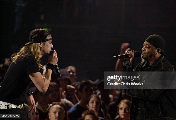 Chuck D of Public Enemy & Kid Rock during VH1 Big in 2002 Awards - Show at Grand Olympic Auditorium in Los Angeles, California, United States.