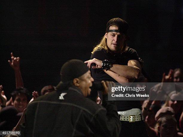 Chuck D of Public Enemy & Kid Rock during VH1 Big in 2002 Awards - Show at Grand Olympic Auditorium in Los Angeles, California, United States.