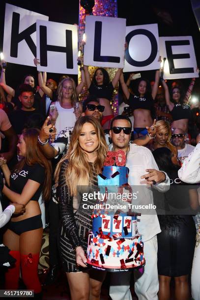 Khloe Kardashian celebrates her 30th birthday with French Montana at TAO Nightclub on July 4, 2014 in Las Vegas, Nevada.