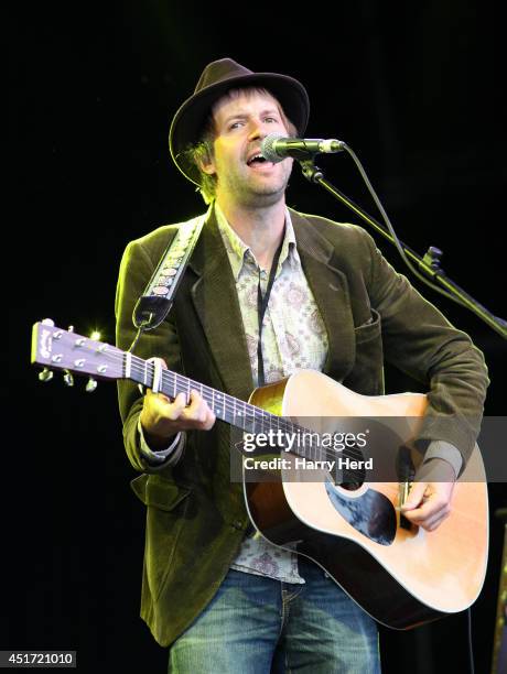 Jon Allen performs on stage at Cornbury Music Festival at Great Tew Estate on July 5, 2014 in Oxford, United Kingdom.