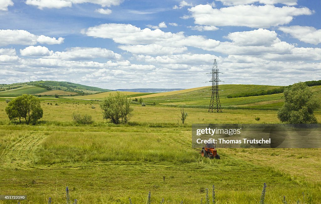 Farmer Mowing Fields