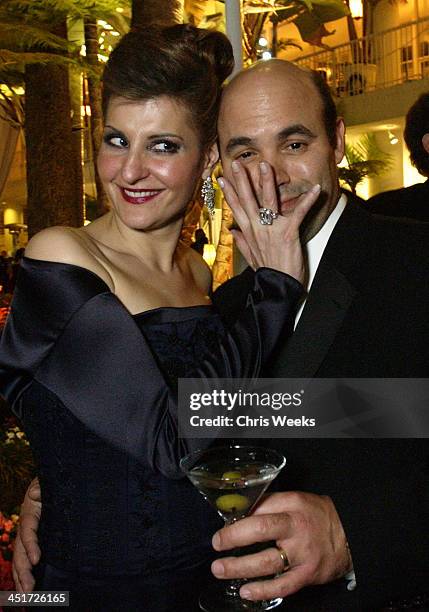 Nia Vardalos & husband Ian Gomez during HBO Golden Globes Party at Beverly Hilton in Beverly Hills, California, United States.