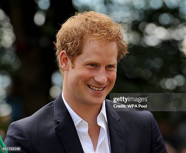 Prince Harry smiles prior the start of the Tour de France on July 5, 2014 at West Tanfield, Yorkshire, England.