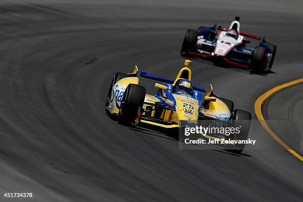 Marco Andretti drives the Snapple Honda during practice for the Pocono INDYCAR 500 at Pocono Raceway on July 5, 2014 in Long Pond, Pennsylvania.