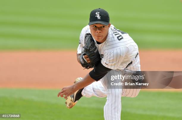 Starting pitcher Jose Quintana of the Chicago White Sox delivers a pitch during the first inning against the Seattle Mariners at U.S. Cellular Field...